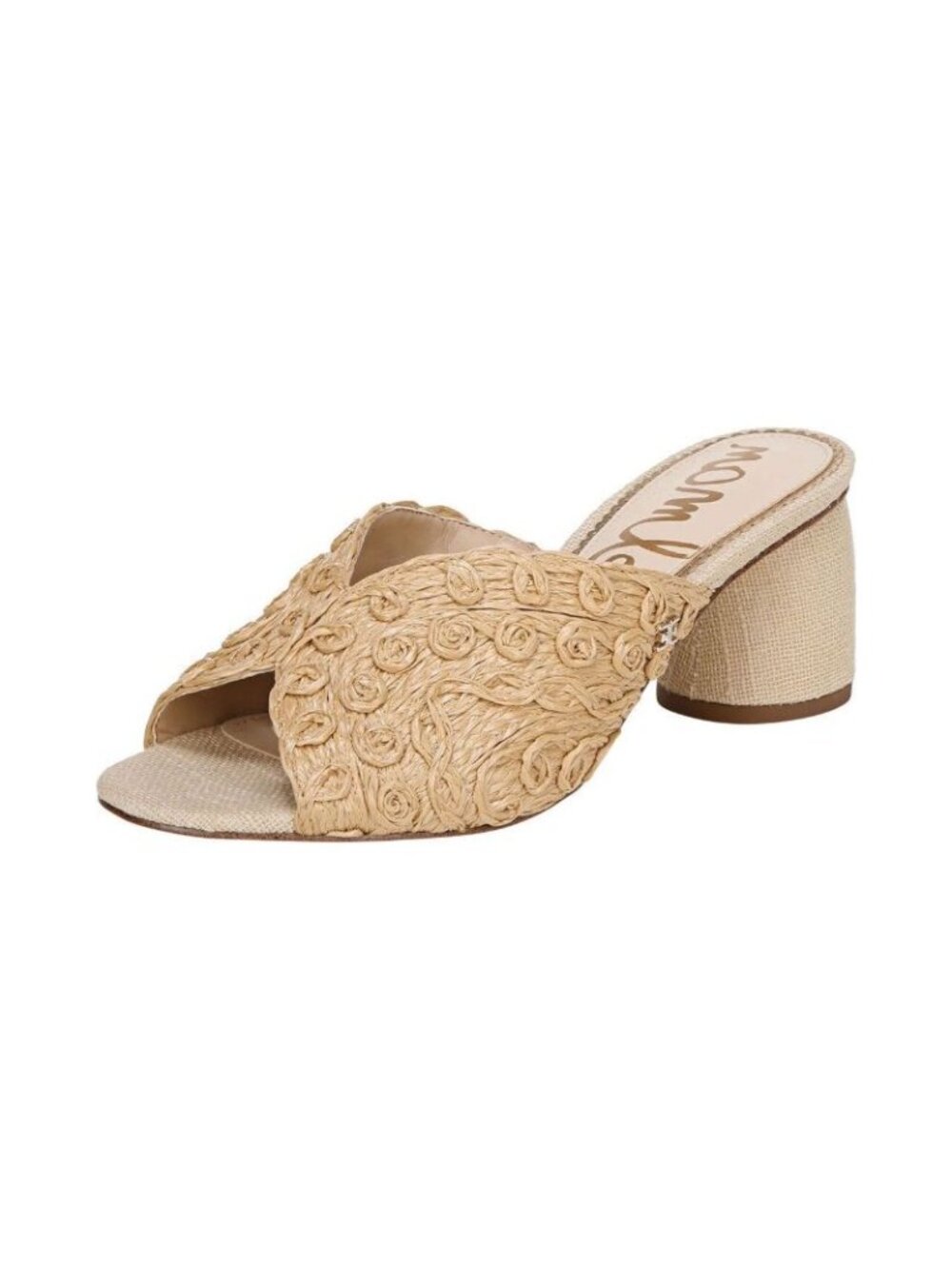 NWT Sam Edelman Womens Sareen Tan Raffia Open Toe Block Heel Sandals Size 5M
